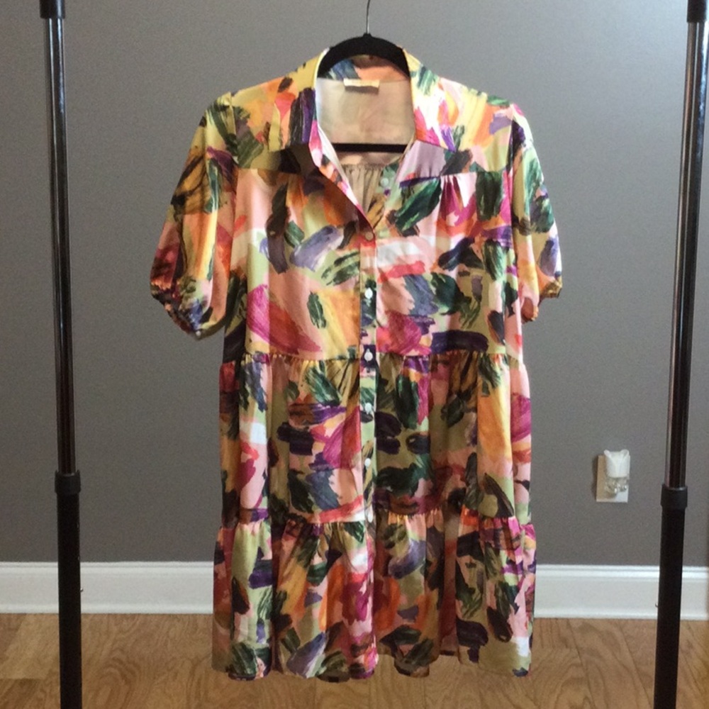 M Sunday Up colorful floral ruffle baby doll dress